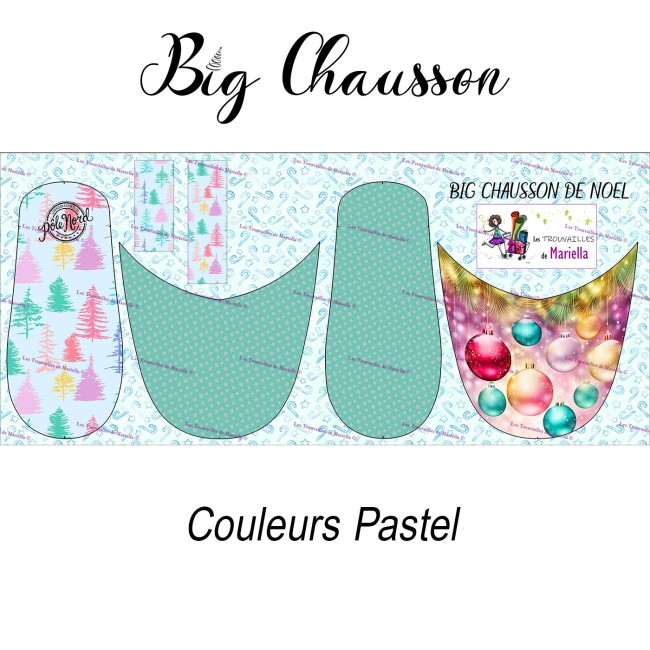 Panneau coton Big Chausson de Noël – modèle Boules paste