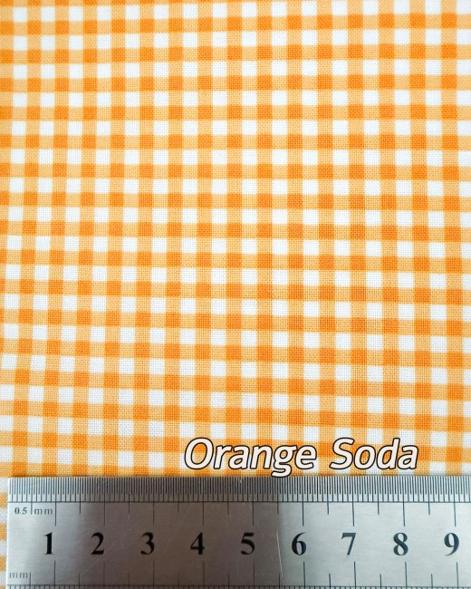 Tissu Coton Vichy Couleur Orange Soda