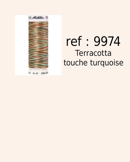 Fil Mettler Multicolor 9974 – terracotta et touches de turquoise