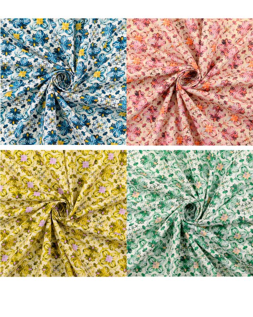 Coton Motifs Faïence, 4 coloris
