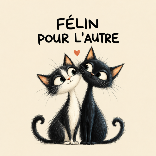 Deux chats complices et un tendre jeu de mots : un panneau carré à coudre "Deux chats complices et un tendre jeu de mots : un panneau carré à coudre"