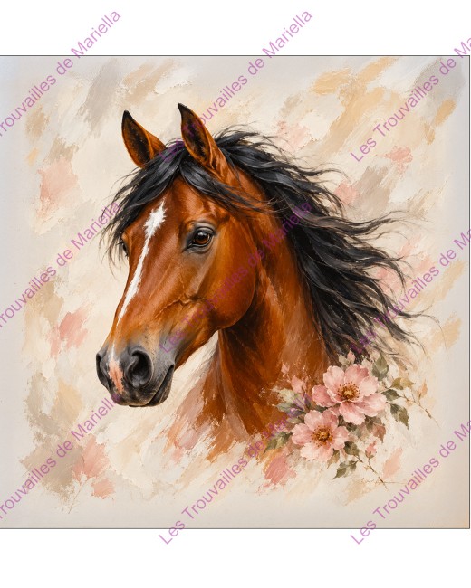 X064_ Cheval bai aux fleurs (précommande)