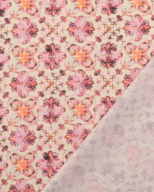 Tissu coton Faïence Rose – Inspiration carreaux de faïence