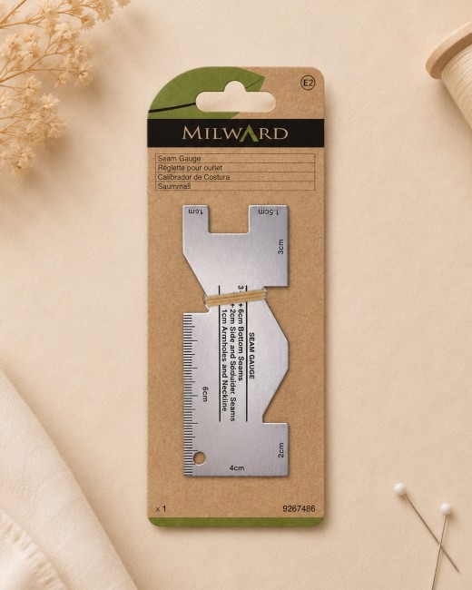 Jauge de couture Milward – Réglette à ourlet en aluminium graduée en cm
