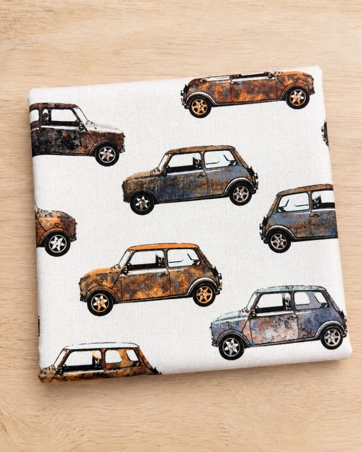 Coupon toile Canvas imprimés motifs voiture vintage, 100% coton