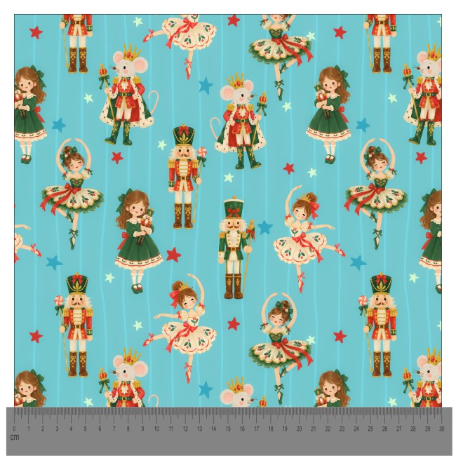 Casse-Noisette, ballerines et roi des souris sur fond turquoise "Casse-Noisette, ballerines et roi des souris sur fond turquoise"
