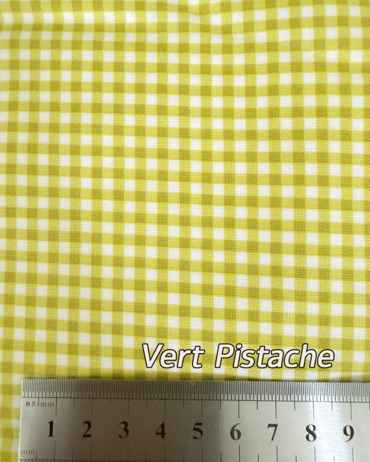 Tissu Coton Vichy Couleur Vert Pistache