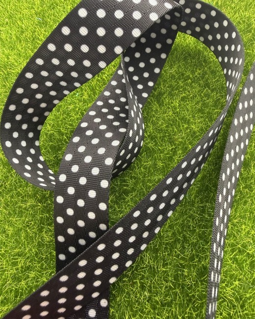 Sangle polyester Pois noir & blanc