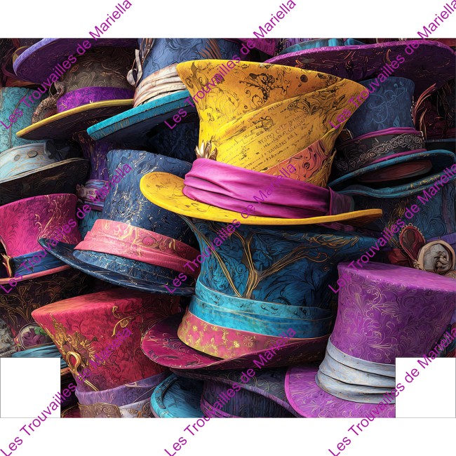 Panneau trousse à coudre chapeaux colorés, Face B