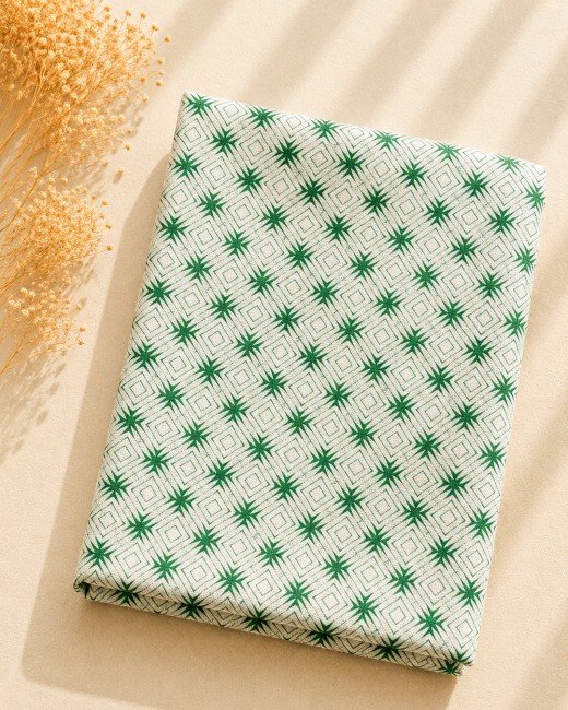 Coupon popeline 100% coton aux motifs graphiques verts