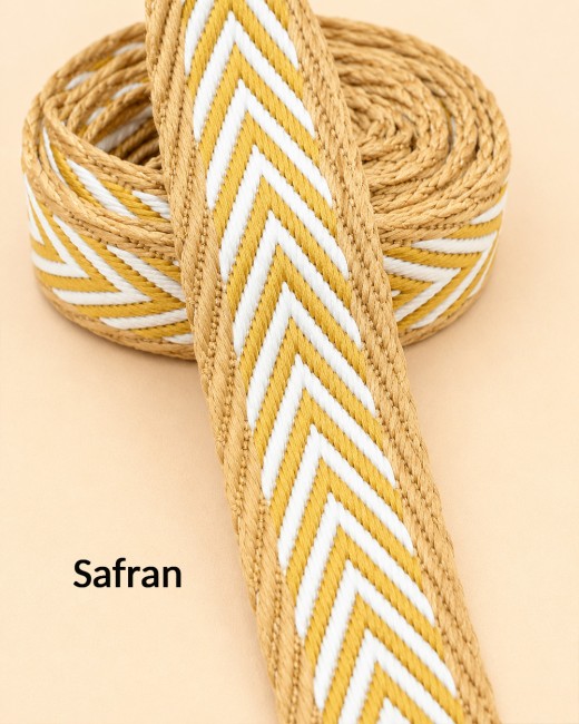 Sangles couleur safran à motif chevrons double face – 38 mm