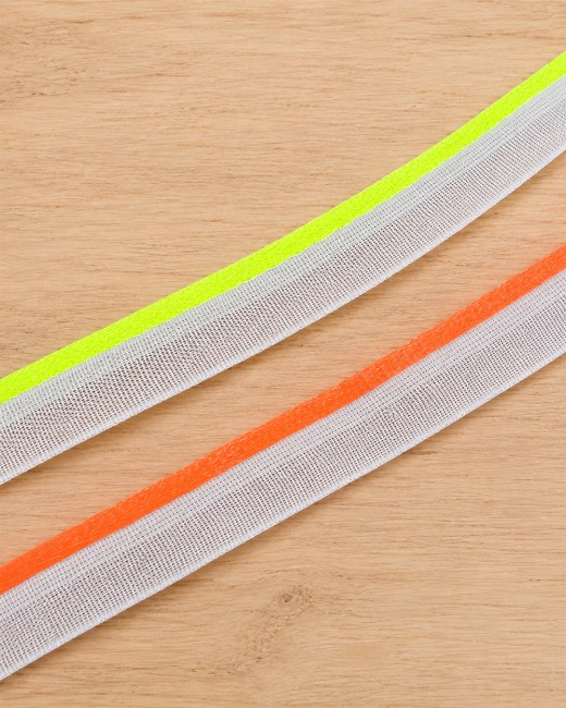 Passepoil fantaisie fluo jaune et orange, fabriqué en France