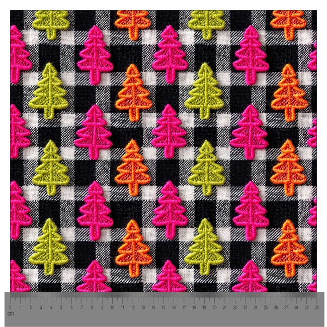 XR084 – Sapins colorés sur vichy (Précommande)