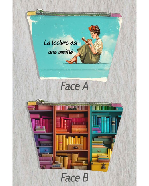 Mini Trousse à coudre en simili - thème Lecture Amitié