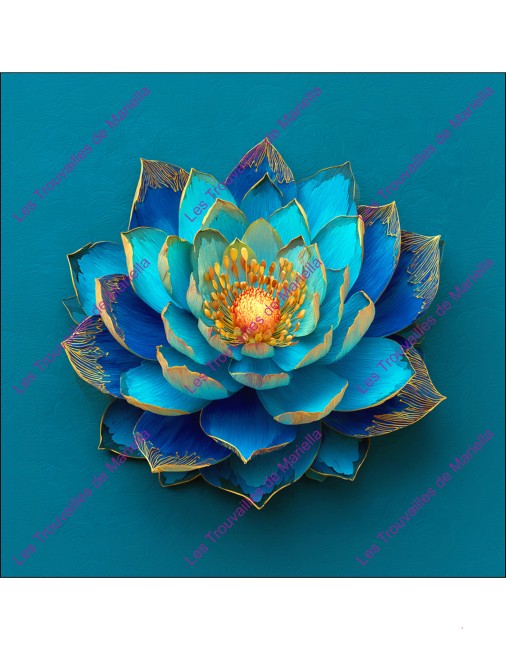 Panneau Simili Lotus bleu 15x15cm
