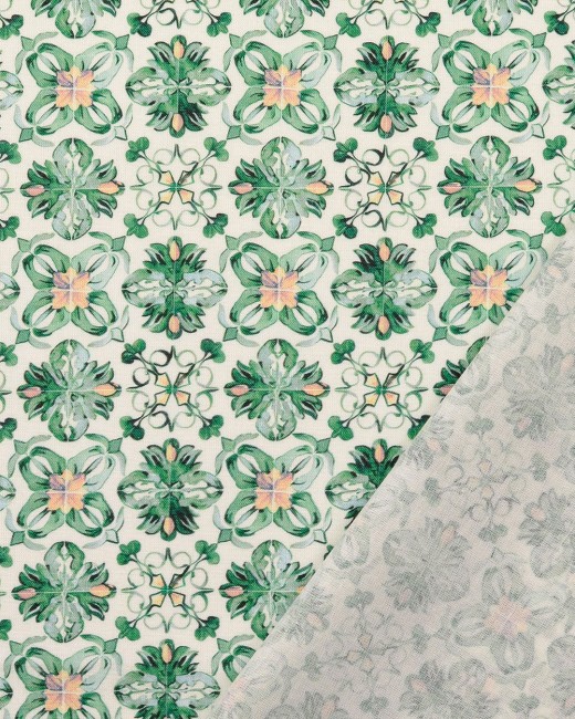 Tissu coton Faïence Verte – Inspiration carreaux de faïence