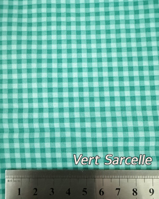 Tissu Coton Vichy couleur Vert Sarcelle