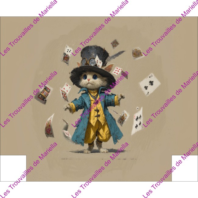 Panneau trousse à coudre Le Chat Chapelier, face A