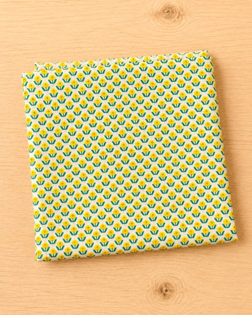 Coupon Popeline Tulipes stylisées jaune