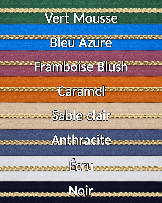 Zip nylon dents dorées - 8 coloris au choix