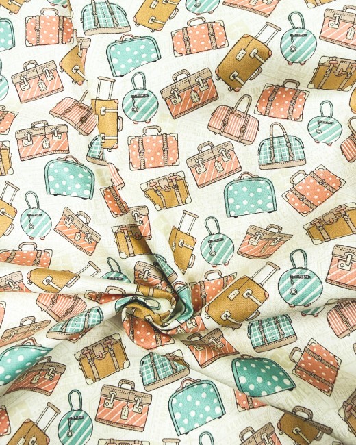 Tissu coton sacs de voyage fond crème