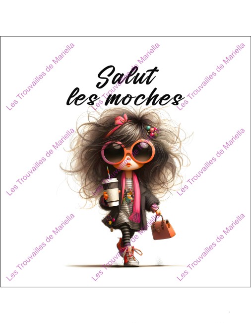 Panneau simili Salut Les Moches 25x25cm