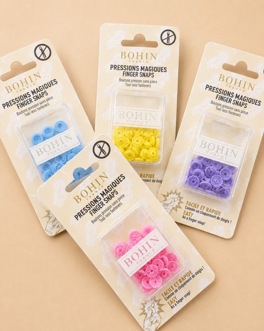 Pressions plastiques magiques Bohin Ø 9 mm – Boîte de 8 – Coloris au choix