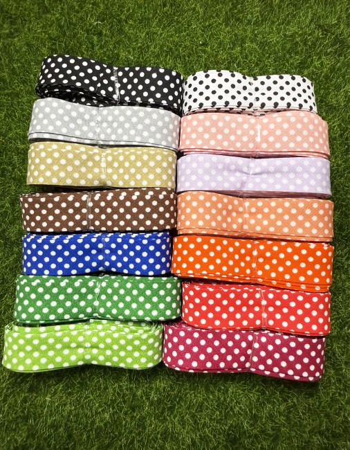 Biais plié à pois 18mm – 3 mètres