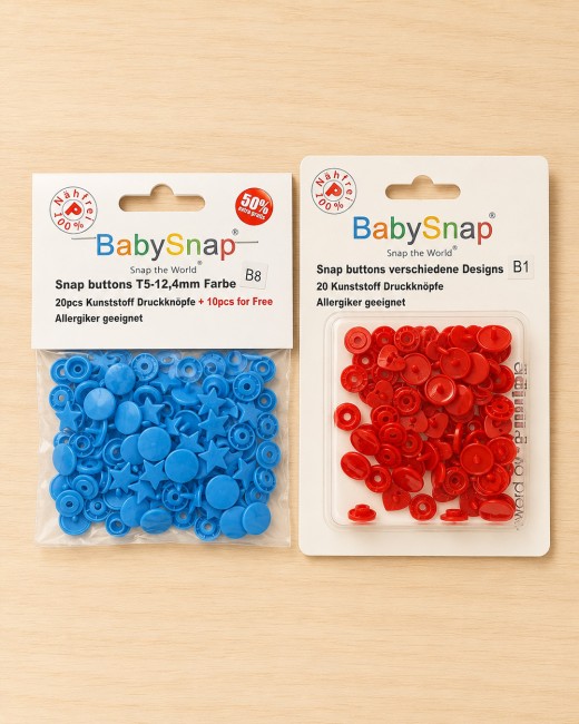 Pressions fantaisie Baby Snap – Étoiles et Cœurs – Plastique mat Œko-Tex