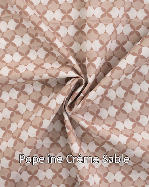 tissu popeline rétro crème sable pour vêtements et accessoires