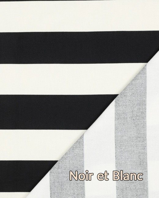 Toile canvas bicolore à larges rayures, noir et blanc