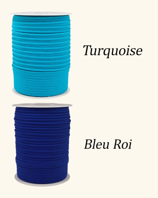 Passepoil coton uni turquoise et bleu roi