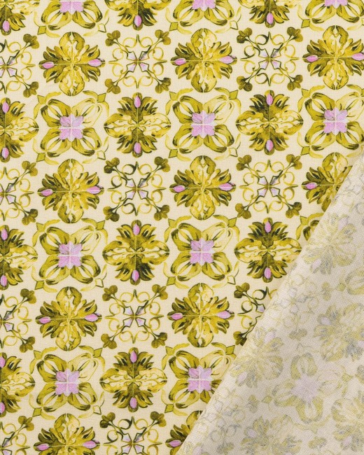 Tissu coton Faïence Jaune – Inspiration carreaux de faïence