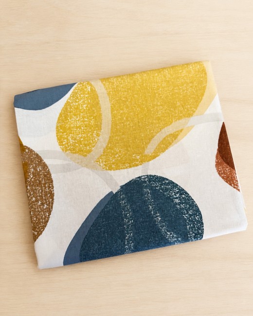 Coupon cretonne 50x160 cm, cercles colorés sur fond crème