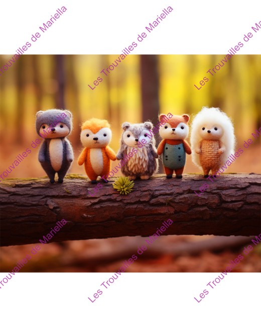 Panneau à coudre 100% coton illustré de Petits Animaux de la forêt