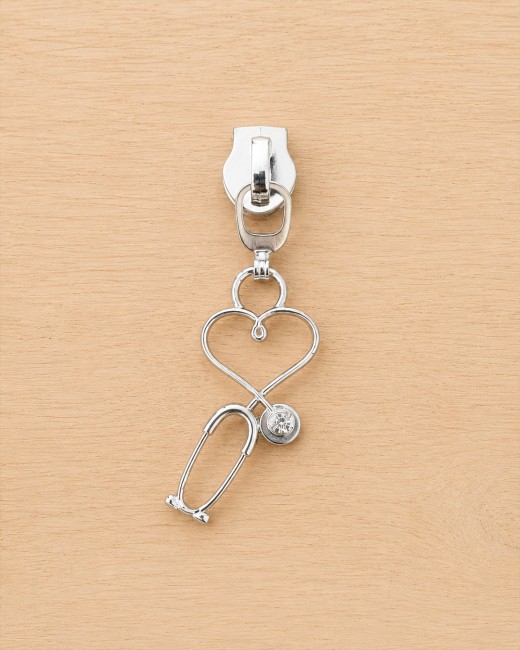 Curseur Stéthoscope argenté compatible avec les fermetures éclair nylon #6
