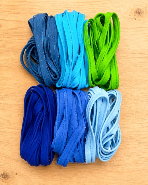 Passepoils unis tout textile unis 10 mm, pack de 18 mètres