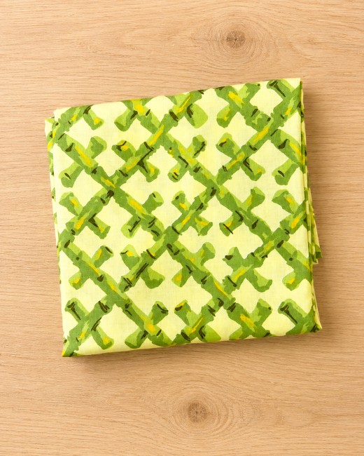 Tissu vintage motif bambou, coupon de 50x140 cm pour création accessoires DIY
