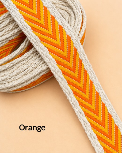 Sangles couleur orange à motif chevrons double face – 38 mm