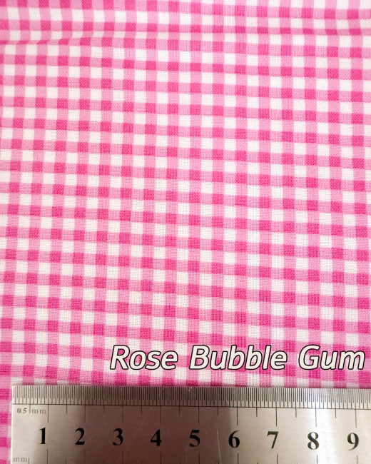 Tissu Coton Vichy couleur Rose Bubble Gum