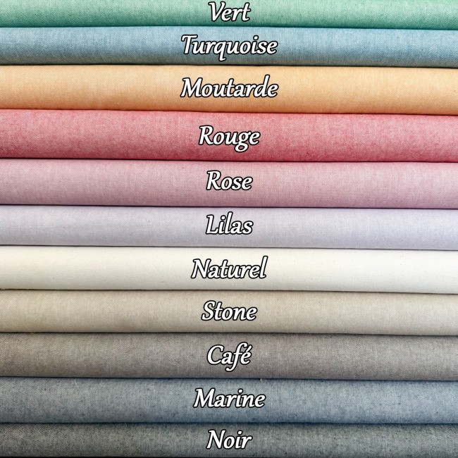 Toile à sac recyclée – nuancier avec noms des coloris