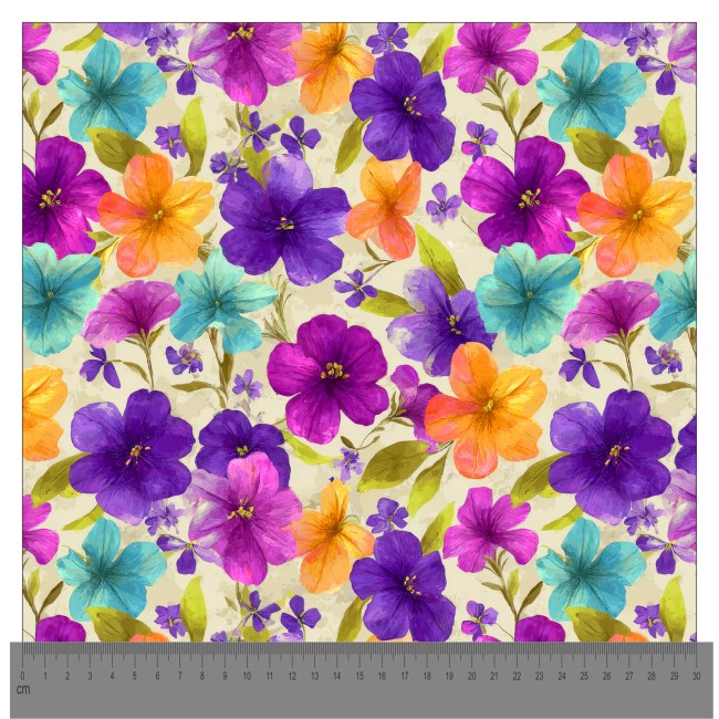 Coupon créatif 50 x 70 cm Pétunias Colorés 100% coton