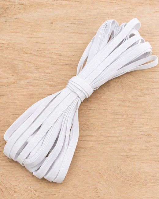 Elastique plat blanc largeur 5 mm - vendu par lot de 5 mètres