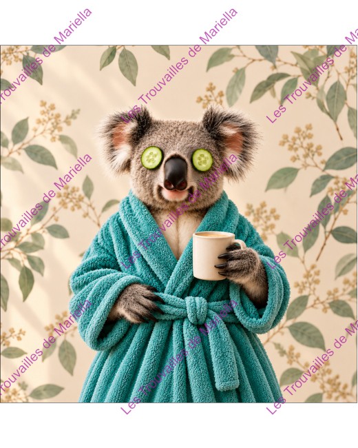 Un koala en peignoir pour une pause bien-être pleine d’humour "Un koala en peignoir pour une pause bien-être pleine d’humour"