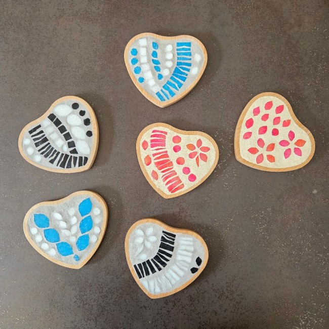 Dessous de  bouteilles - de verres - coeur en mosaïque de verre -...