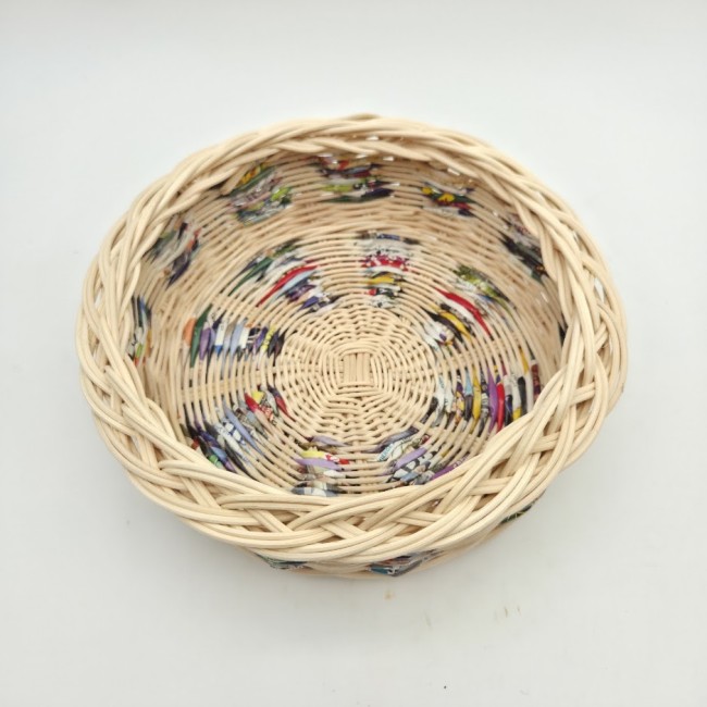 corbeille ronde rotin papier tressage super 4