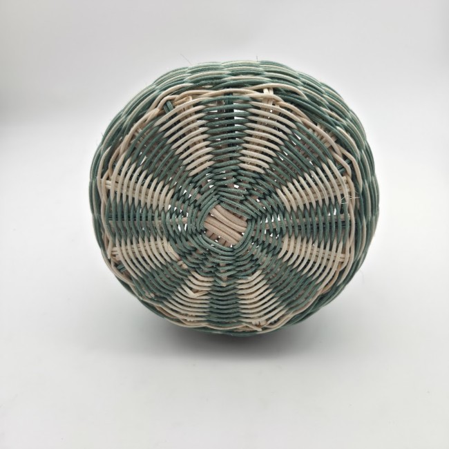 petit panier ecru vert anse cuir vert 6