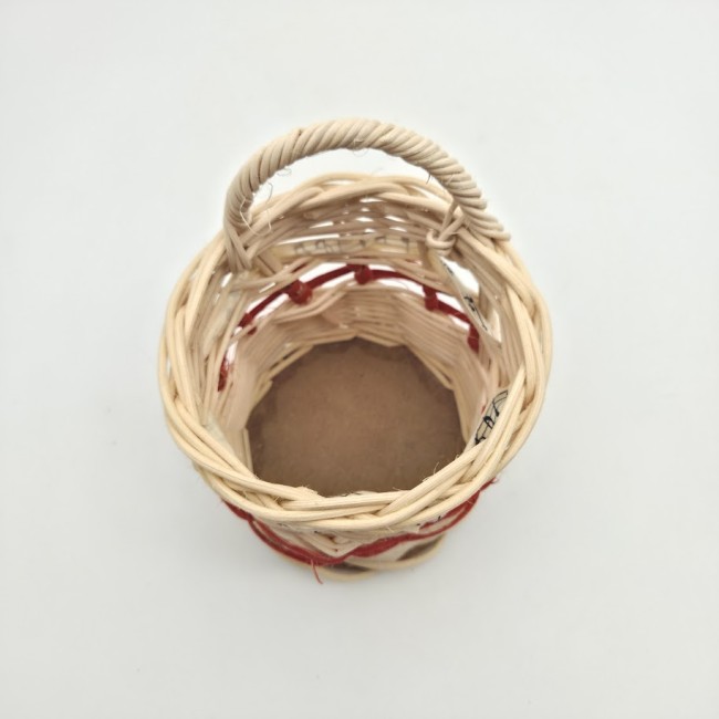 pot a crayons rotin anse ecru et rouge ruban musique 6