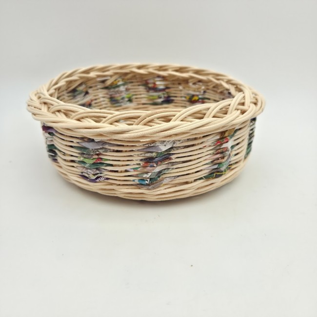 corbeille ronde rotin papier tressage super 3