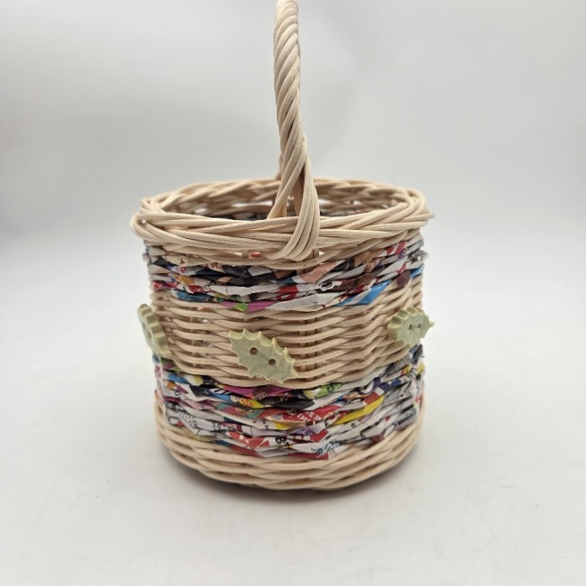 mini panier anse rotin boutons feuilles vert clair 7